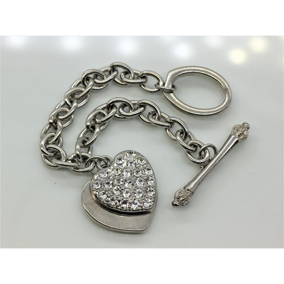🔴CZ HEART BRACELET iced out, double heart, heavy 7.5" - Picture 1 of 8